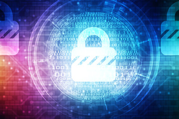 2d illustration Safety concept: Closed Padlock on digital background