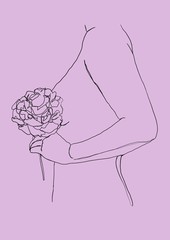 裸婦と花