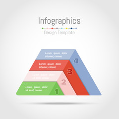 Infographic design elements with triangle shape for your business data with 4 options, parts, steps, timelines or processes. Vector Illustration.