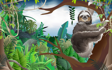 sloth on the tree in the jungle © เอกชัย โททับไทย