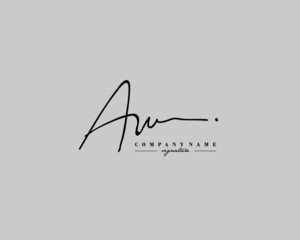 A W AW Signature initial logo template vector - obrazy, fototapety, plakaty