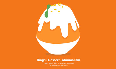 Thai Tea bingsu or kakikori korean dessert - Minimalism illustration vector