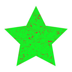 Grunge star. Green star with texture on an isolated white background. Marble star. Vector illustration.