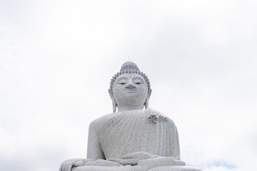 White big buddha with white sky of cloudy