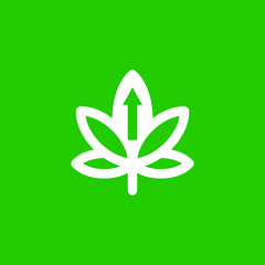 Marijuana Leaf logo vector in white on green background