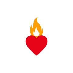 Burning heart icon on white background