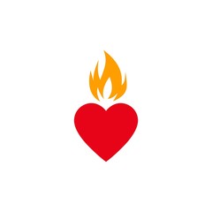 Burning heart icon on white background