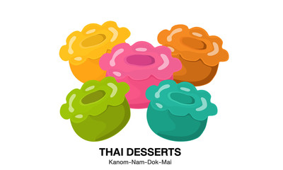 Kanom-Nam-Dok-Mai.THAI DESSERTS,Kanom Thai,Flower Dessert
