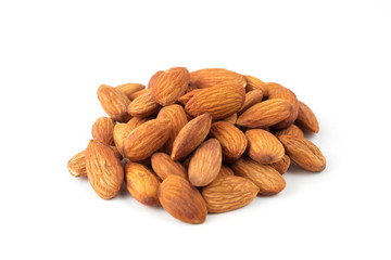almonds isolated on white background and clipping path.