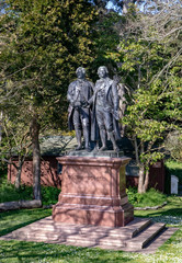 Goethe and Schiller statue in the garden of San Francisco Presidio park