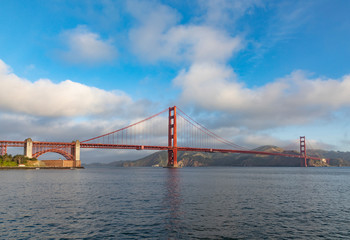 Fototapeta na wymiar View of Golden Gate Bridge along the coastline in San Francisco
