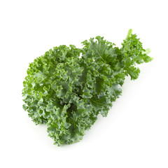 Plakat Fresh organic green kale leaves isolated over white background