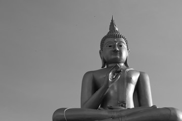 temple and buddha statue,Buddhist shadow with wisdom enlighten light spread.	