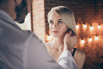 Close-up portrait of two person nice-looking sweet stunning shine gorgeous attractive lovely lady...