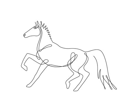Walking horse,one line drawing, continuous line