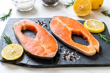 fresh raw salmon fillet steak