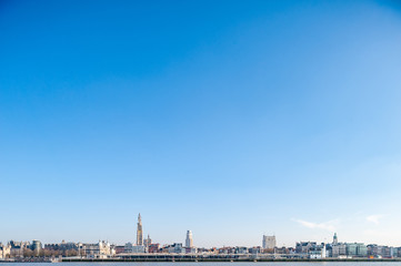 Cityscape of Antwerp as seen from Linkeroever, Antwerpen, Belgium