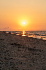 north sea sunset with beach