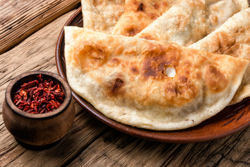 Cheburek,dough pie with meat filling