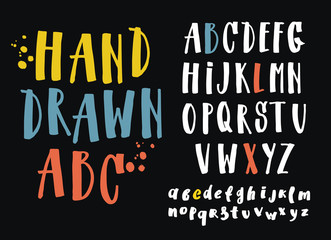 Vector alphabet. Hand drawn letters. Letters of the alphabet written with a brush.