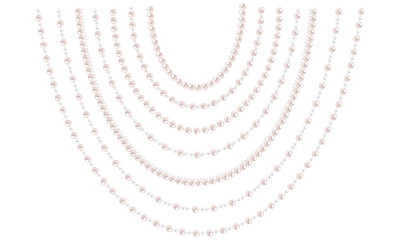Set of hanging blue pearl string in abstract style. Vector elements for decoration isolated on white background.