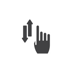 Vertical scroll vector icon. Hand swipe up and down filled flat sign for mobile concept and web design. Finger touch gesture glyph icon. Symbol, logo illustration. Pixel perfect vector graphics