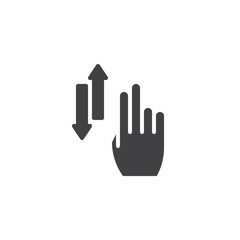 2x vertical scroll vector icon. Up and down hand swipe filled flat sign for mobile concept and web design. Two finger touch gesture glyph icon. Symbol, logo illustration. Pixel perfect vector graphics