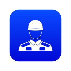 Soldier icon digital blue for any design isolated on white vector illustration