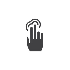 2x double tap vector icon. Hand Click filled flat sign for mobile concept and web design. Finger touch gesture glyph icon. Symbol, logo illustration. Pixel perfect vector graphics