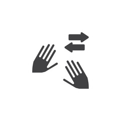Obraz premium Horizontal spread vector icon. Swipe right and left hand click filled flat sign for mobile concept and web design. Two hands touch gesture glyph icon. Symbol, logo illustration. Pixel perfect vector