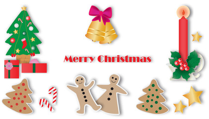 Naklejka premium Greeting card with Christmas set.