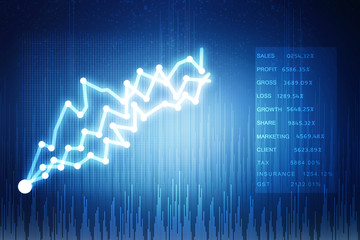 2d rendering Stock market online business concept. business Graph 