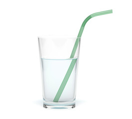 Glass of water with a drinking straw