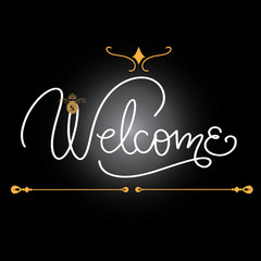 welcome lettering text. Modern calligraphy style illustration Vector