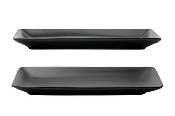 Empty rectangular plate isolated on white background.