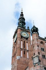 Old Town Hall in Gdansk, Poland. Selective focus