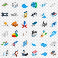 Fototapeta na wymiar Electricity market icons set. Isometric style of 36 electricity market vector icons for web for any design