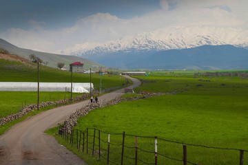 green hill landscape with clouds background, eastern Anatolia, Bingol