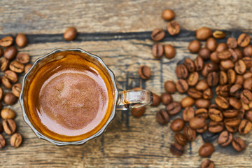 Espresso coffee and coffee beans