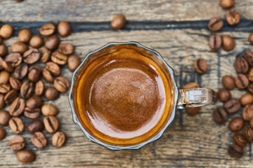 Espresso coffee and coffee beans