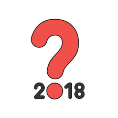 Vector icon concept of year of 2018 with question mark.