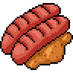 vector pixel art sausage set