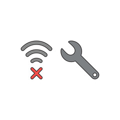 Vector icon concept of fix wifi connection problem and spanner.