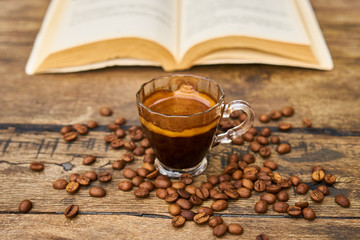 Coffee break and reading a book