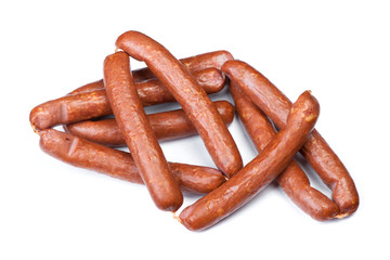 Heap of smoked sausages