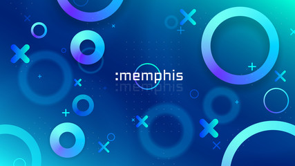 Memphis trendy background design, colorful gradient shapes wallpaper, vibrant color radial gradient