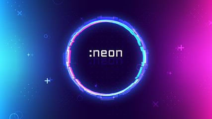 Trendy neon abstract background, memphis geometric texture, ultraviolet neon rave party, vibrant colors gradient, modern wallpaper © CreativeCore