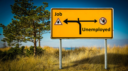 Obraz premium Street Sign to Job versus Unemployed