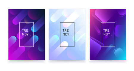 Trendy posters set design, fluid geometric abstract shapes