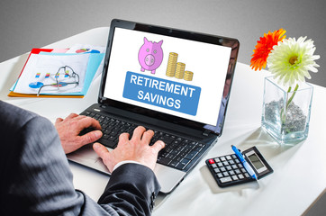 Retirement savings concept on a laptop screen